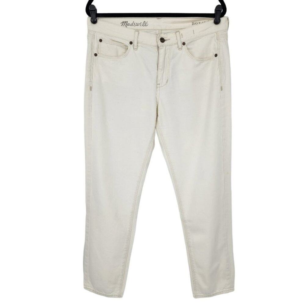 Madewell White Cotton High Rise Slim Boy Jean Sz 30